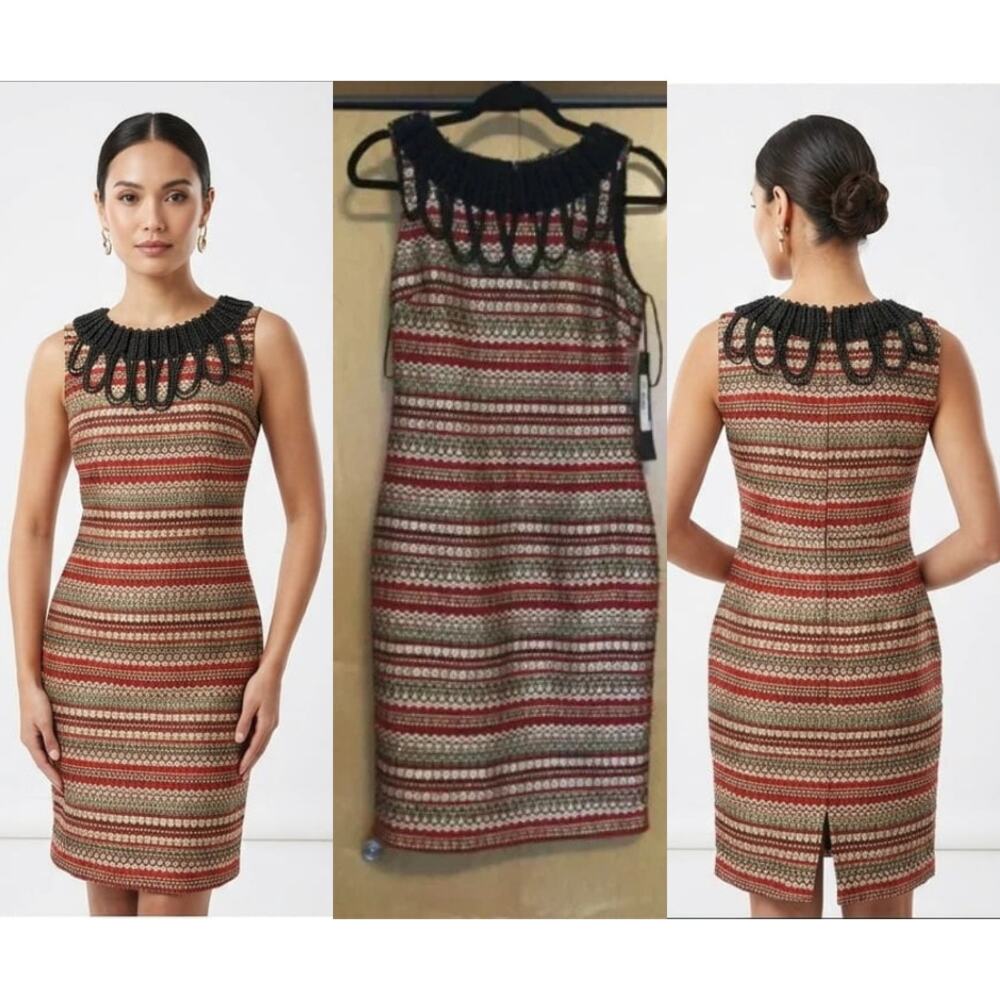 Badgley sheath dress beaded neck